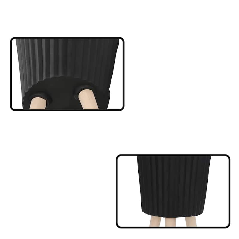S/2 10/12" Ridged Planter w/ Wood Legs