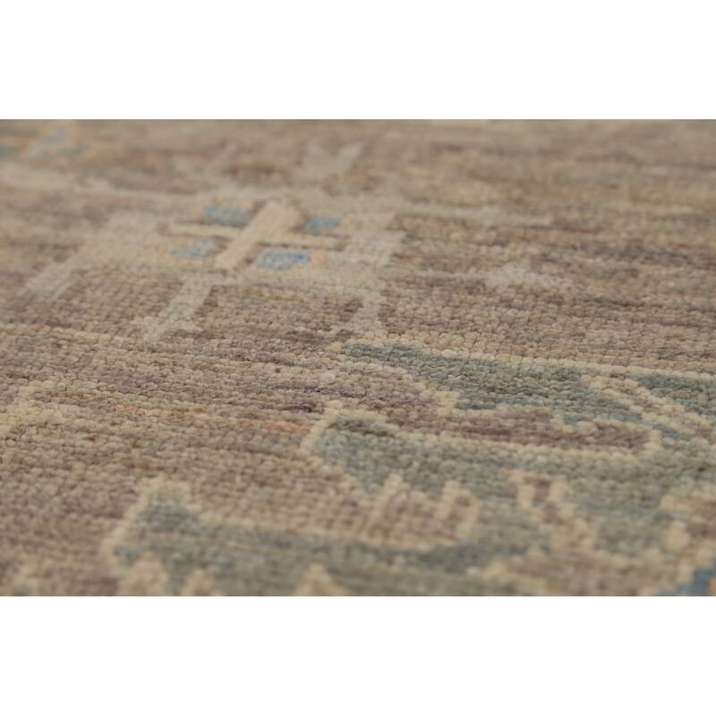Brown Floral Oushak Turkish Area Rug Hand-Knotted Wool Carpet - 8'1"x 9'10"