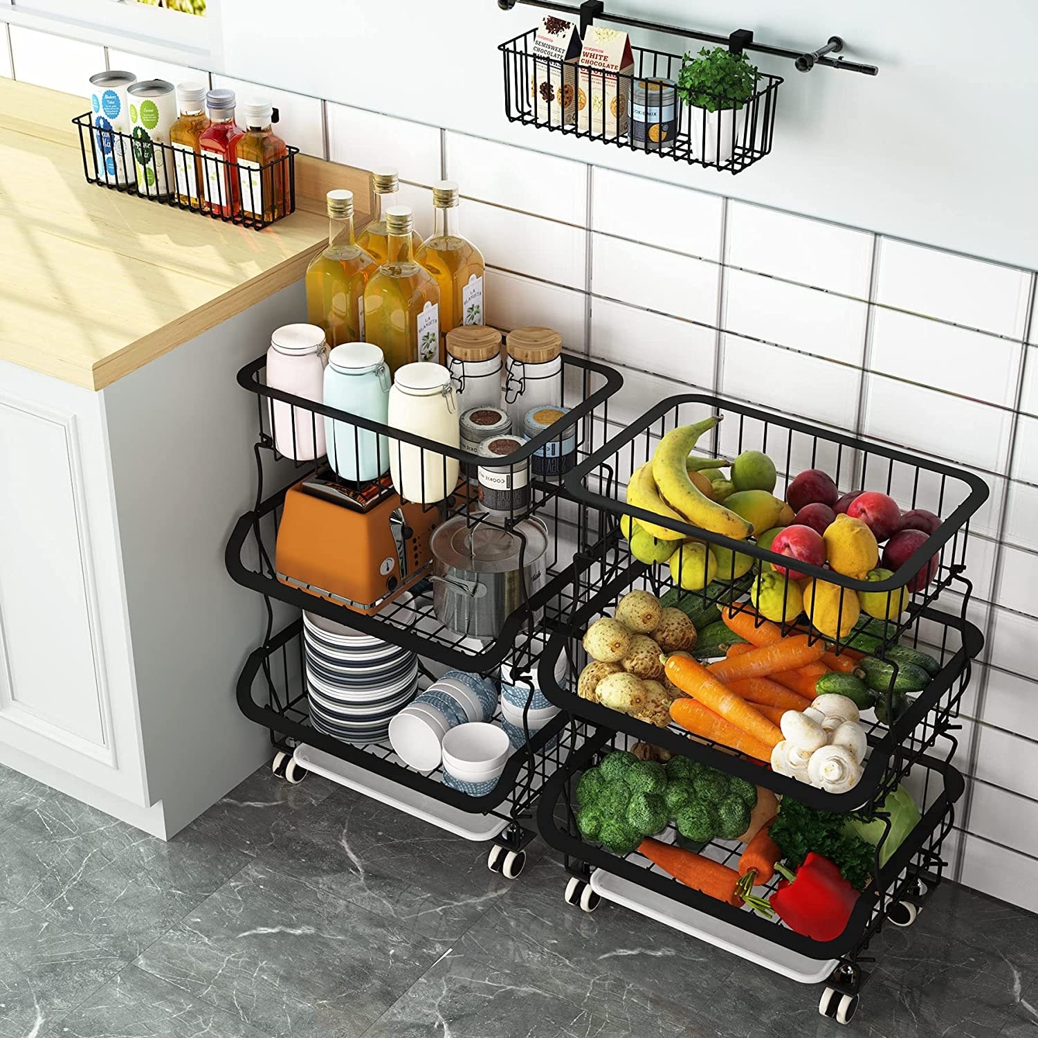 ★ Akari ★ WALLABY BASKET STAND Black ☆ Akari ☆ WALLABY BASKET STAND Black SunnyPoint Black 3 Tier