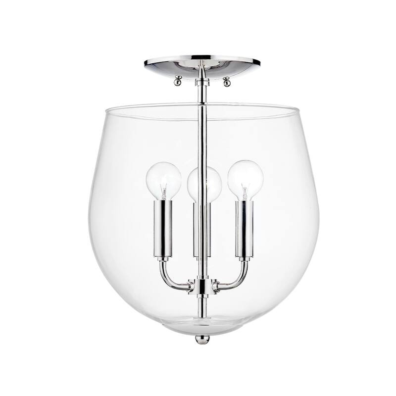 Bobbi 3 Light Semi Flush Mount - Polished Nickel