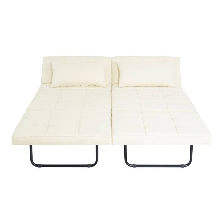 Sleeper Chair Bed, 4 In 1 Multi-Function Convertible Ottoman Bed, Breathable Linen Bed Chair, Convertible Sofa Bed