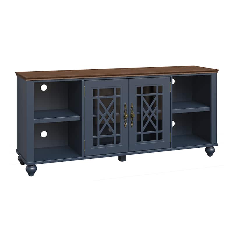 Vintage TV Stand with Carved Doors for Large Size TV