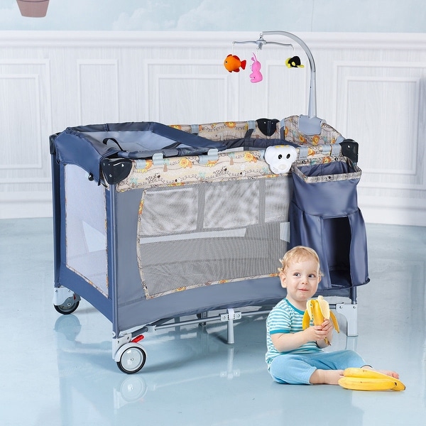 costway foldable baby crib playpen