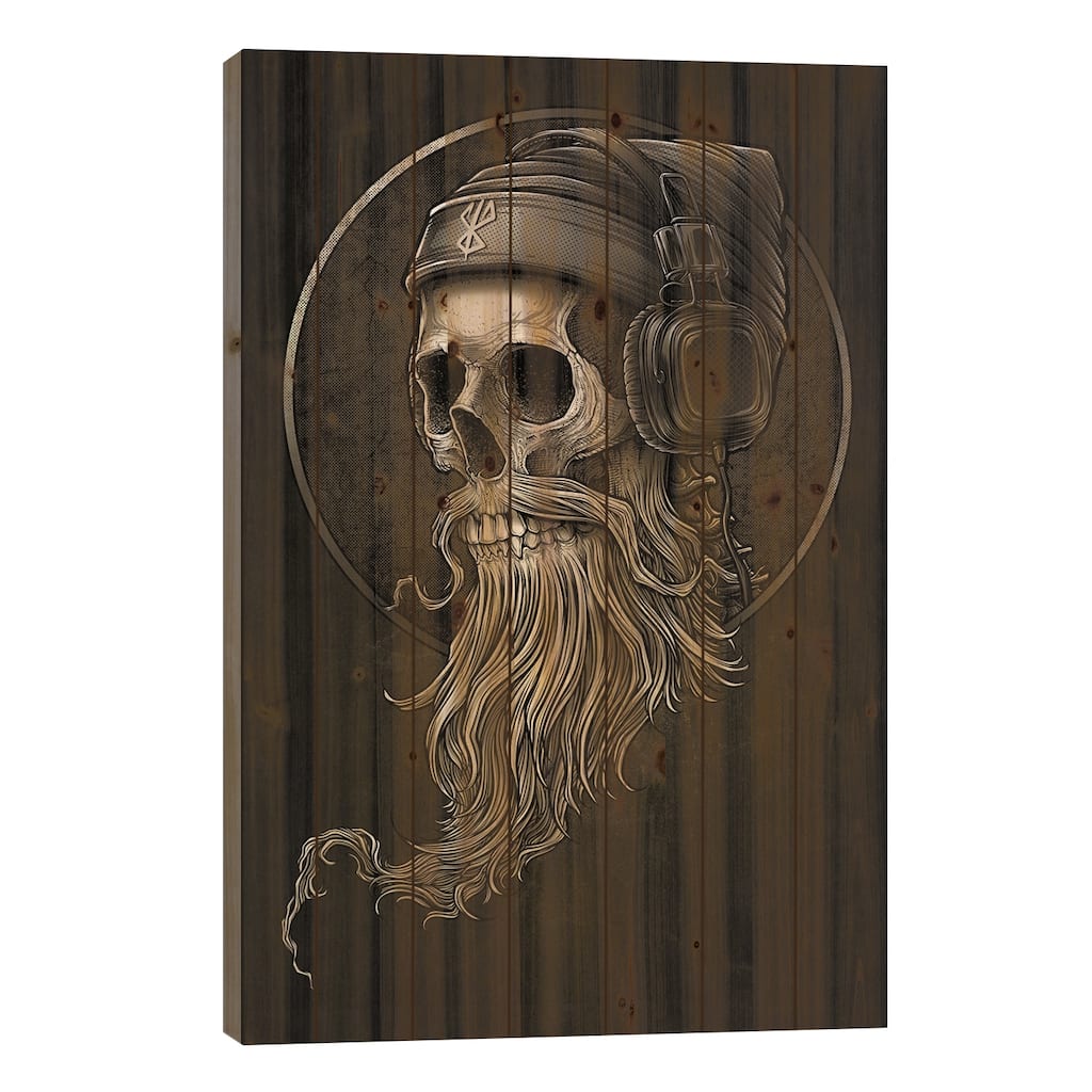 Skull Breard Headphone Print On Wood by Winya Sangsorn - Multi-Color