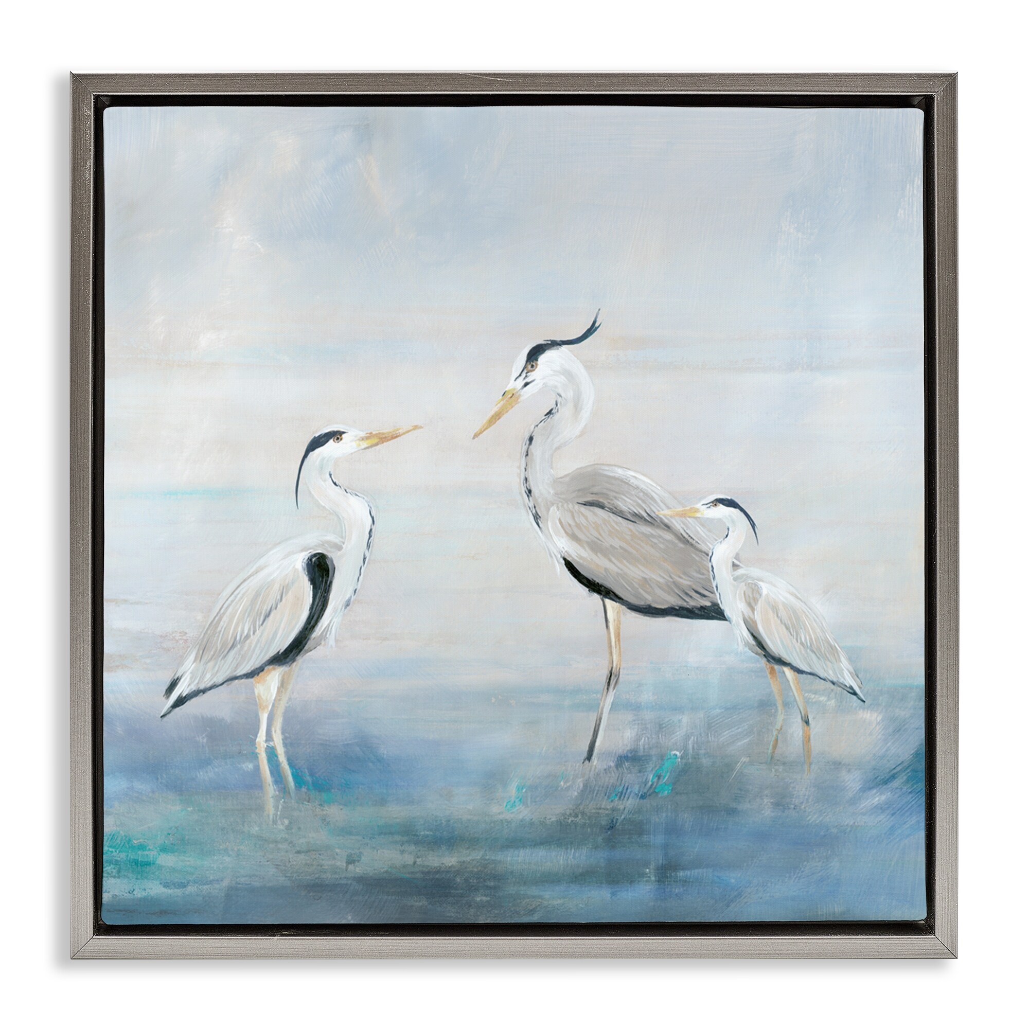 Stupell Coastal Heron Family Framed Floater Canvas Wall Art Design By Lily K.