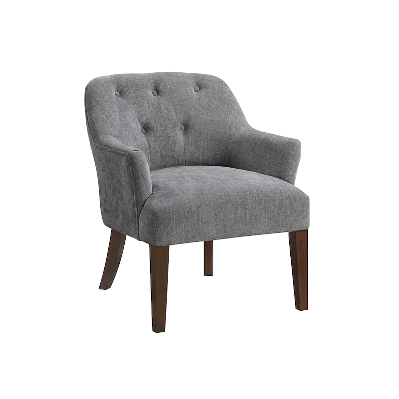 Beca Accent Armchair, Button Tufted Back, Sloped Arms, Gray Polyester