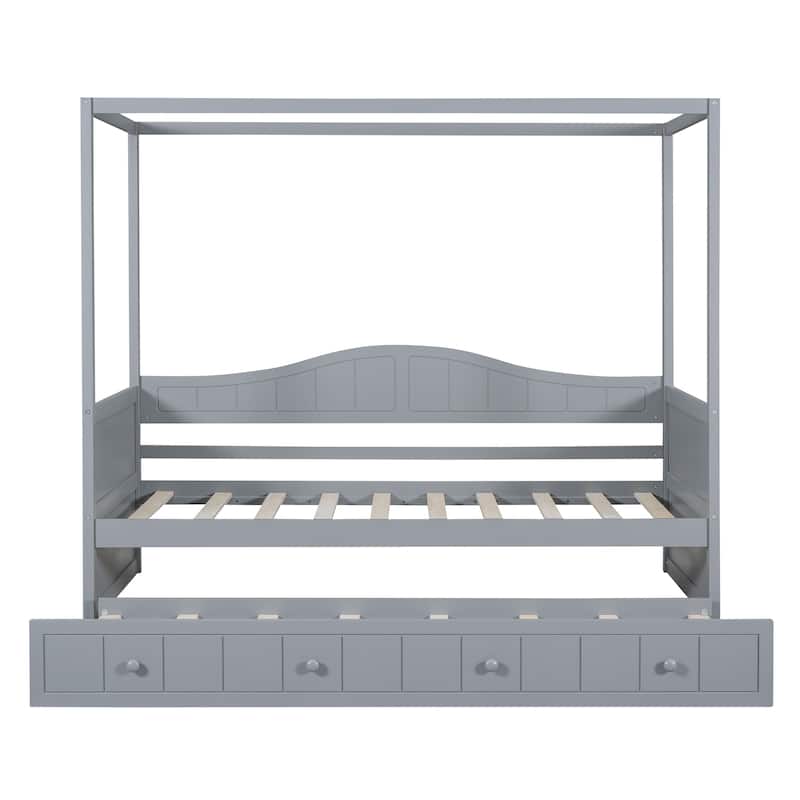 Modern Twin Size Canopy Day Bed with Twin Size Trundle