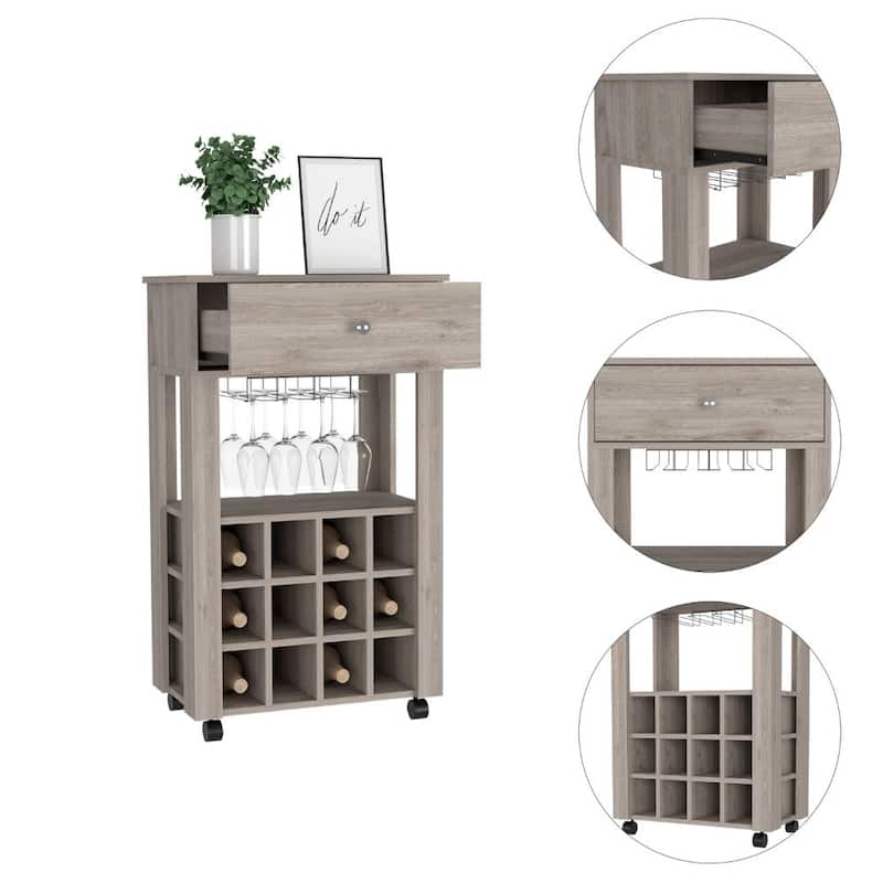 Bar Cart Bayamon, Twelve Wine Cubbies, Four Legs