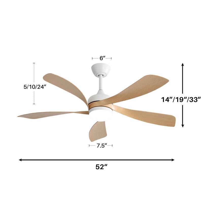Quiet Reversible DC Motor Ceiling Fan with 6-Speed Wind Remote Control and 3-Color LED Lighting, Timer Function