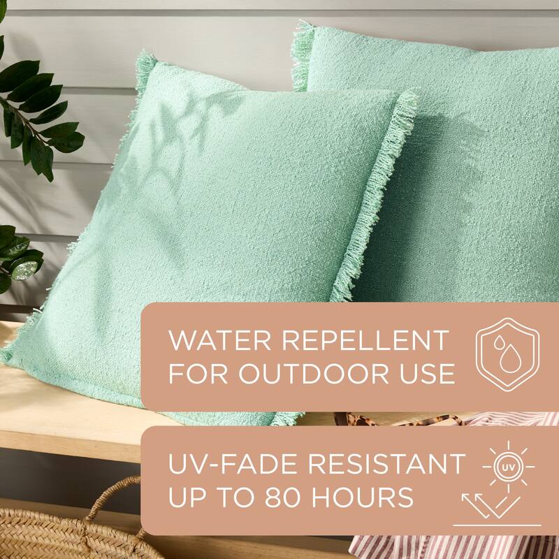 TOWN & COUNTRY EVERDAY Rio Solid Fringe Indoor/Outdoor Decorative Pillow 20"X20" Sage Green