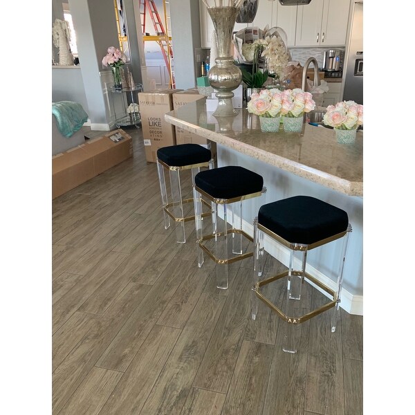 SAFAVIEH Couture Cicely Acrylic Bar Stool Gold Black 12.5 in