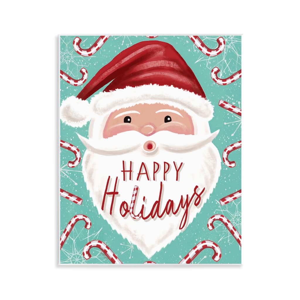 Stupell Jolly Santa & Candy Canes Wall Plaque Art Design By Elizabeth Tyndall