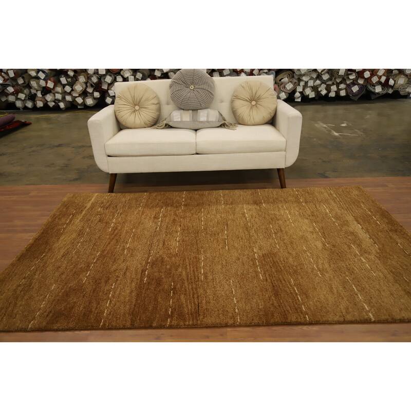 Hand Knotted Oriental 100% Wool Carpet Modern Modern Brown Gabbeh Area Rug - 7' 11'' X 5' 3''