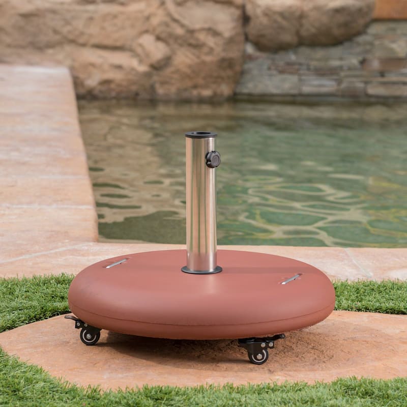 Round Outdoor Umbrella Base with Stainless Steel Holder