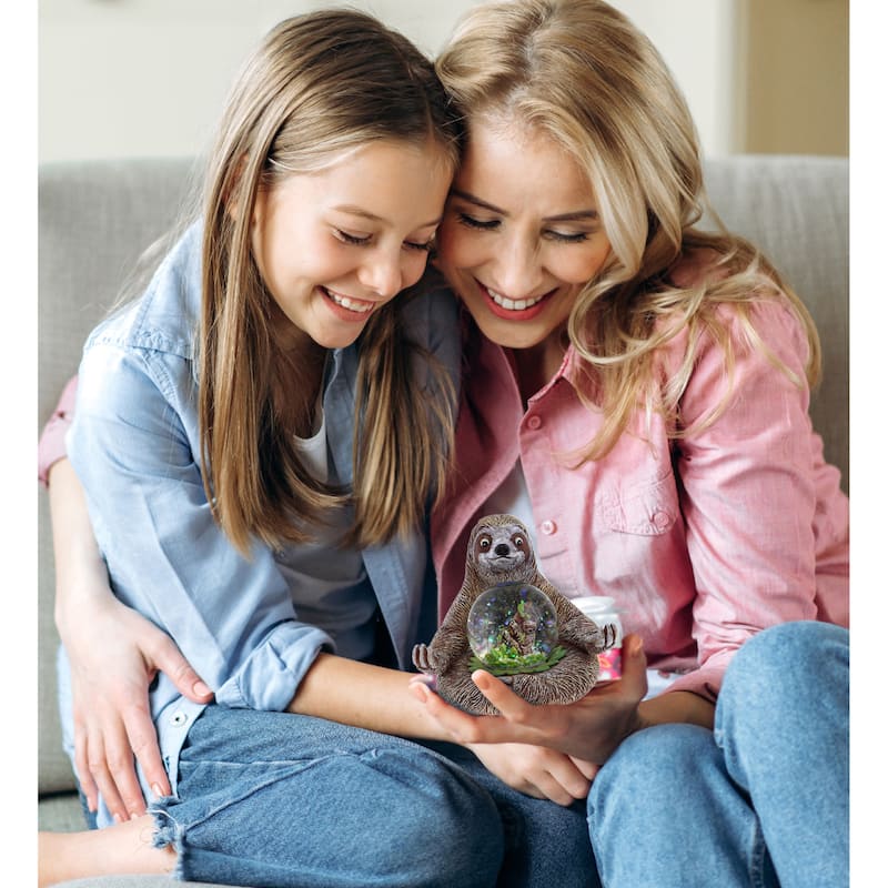 CoTa Global Sloth Snow Globe Realistic Animal with Sparkling Glitter - 45mm