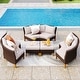 preview thumbnail 21 of 54, 11-Piece Outdoor Wicker Half-Round Furniture Set, Half-Moon Sectional Sofa Set All Weather Rattan Curved Conversation Sets 8 Seats - Type B