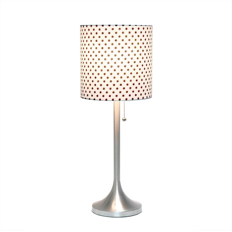 Curved Metal Table Lamp with Polka Dot Drum Shade - 21.5" - Brushed Nickel and White