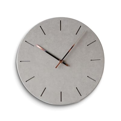 Curata Grey Acrylic with Concrete Finish Battery Operated Quartz Wall Clock with Silent Movement