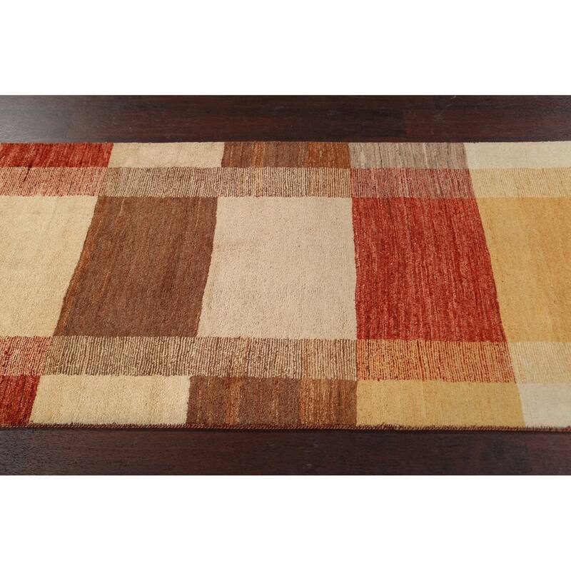 Modern Gabbeh Kashkoli Oriental Long Wool Runner Rug Hand-knotted - 2'7" x 16'2"