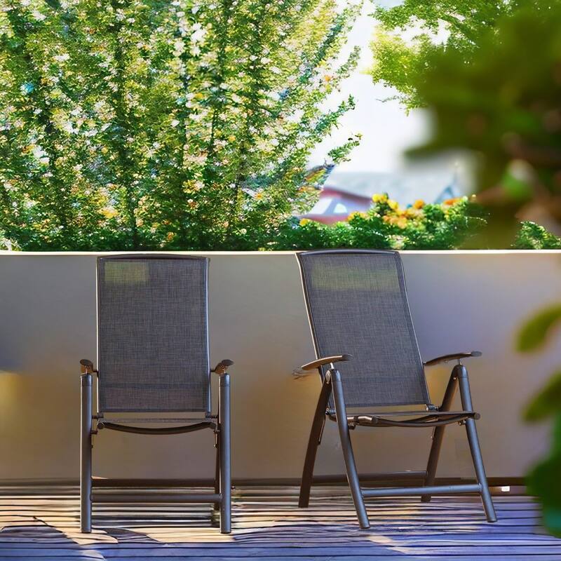 Set of 2 Folding Patio Chairs with Adjustable High Backrest