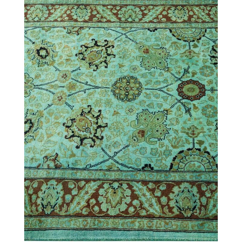 Overton Hand Knotted Wool Vintage Inspired Modern Contemporary Overdyed Blue Runner Rug - 3' 1" x 10' 1"