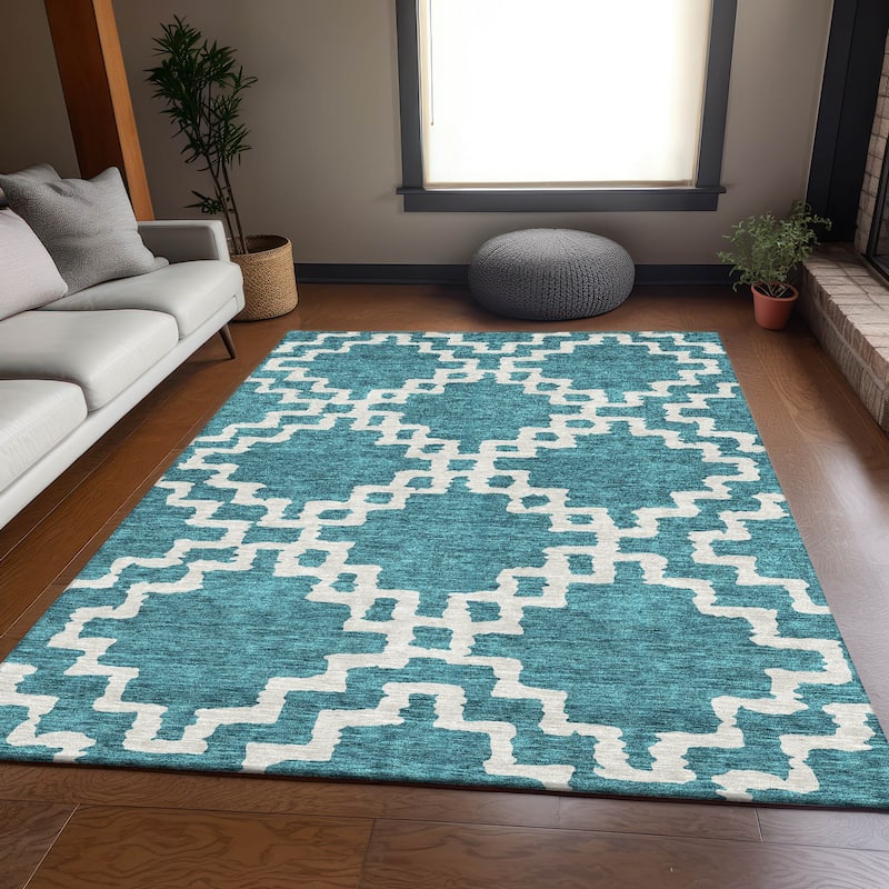 Premium Washable Super Soft Geo Trellis Mayfield Rug