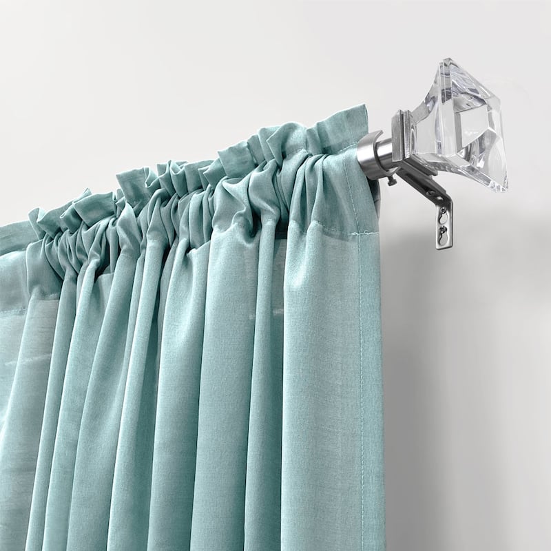 Lumi 1" Single Curtain Rod Set Brushed Nickel- Acrylic Square finials