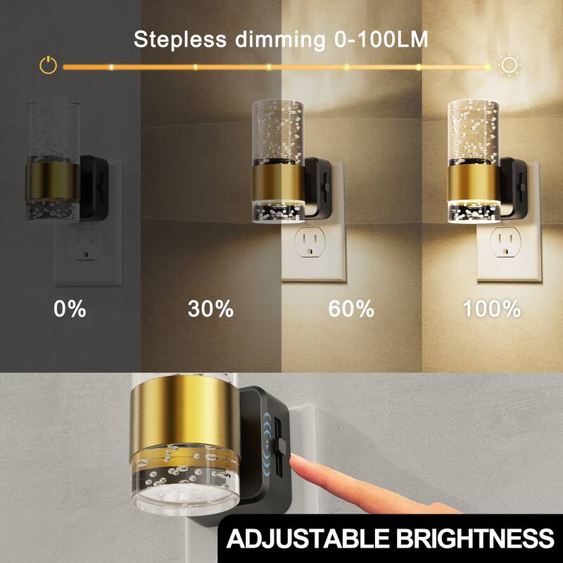 YANSUN Plug-in Bubble Acrylic Wall Night Light, 3000K Warm Dimmable, Light Sensor