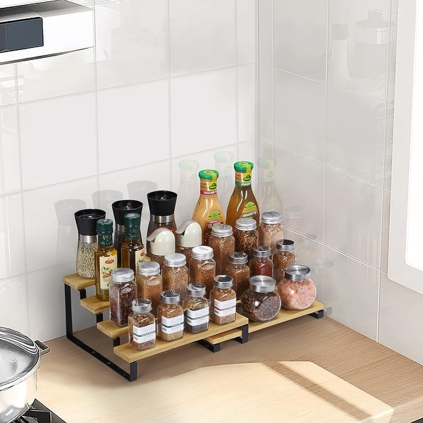 4-Tier Bamboo Spice Rack Organizer for Cabinet