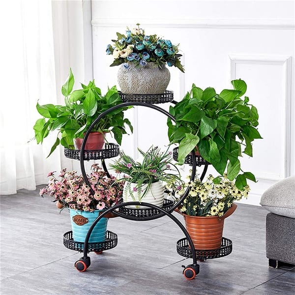 UNHO Round Multi-Tiered Plant Stand Flower Pots Shelf with Wheels - Bed  Bath & Beyond - 35531367