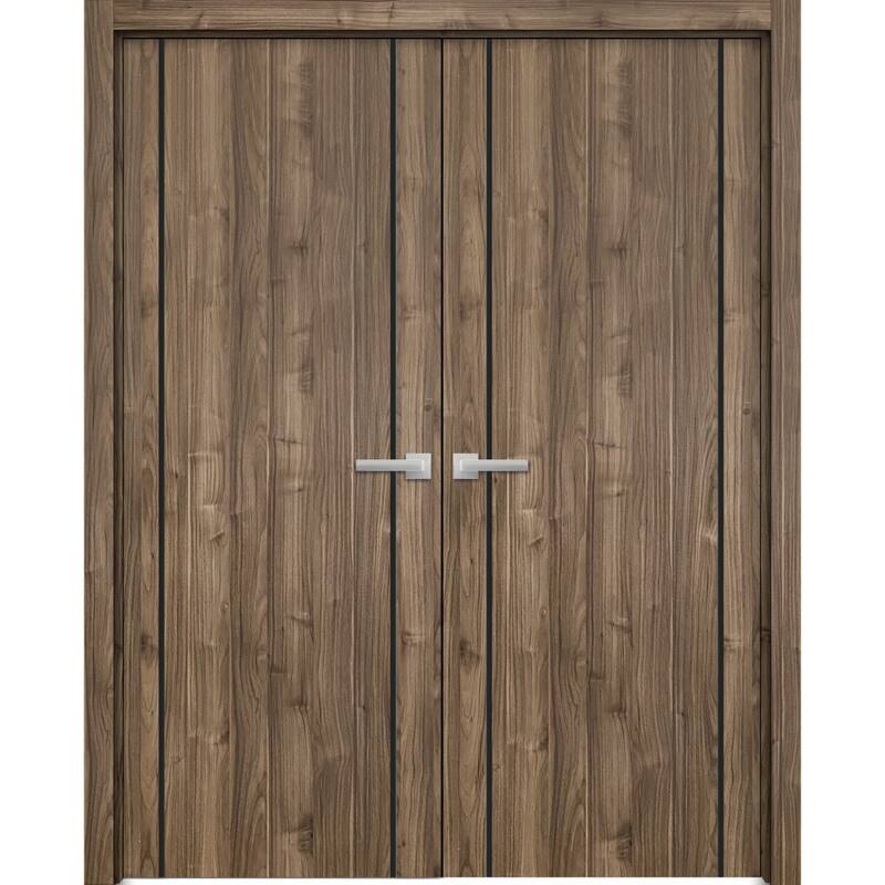 Solid French Double Doors 56 x 80 Planum 0016 White Silk with - 60" x 96" ( 2* 30x96)
