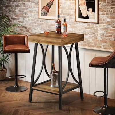 23.62-Inch Small Bar Table, 2-Tier Industrial High Pub Table