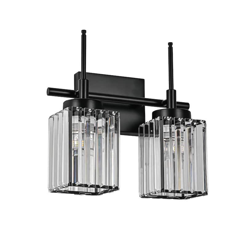 Modern Black 1/2/3/4/5-Light Bathroom Crystal Vanity Light Wall Sconces