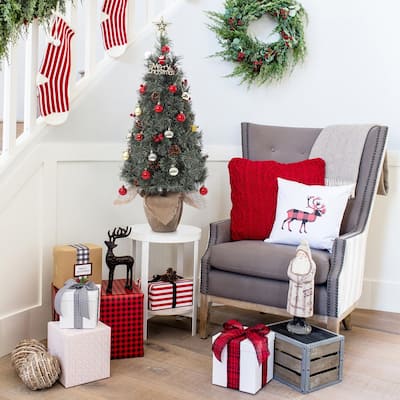 3 Ft Tabletop Prelit Snow Flocked Christmas Tree
