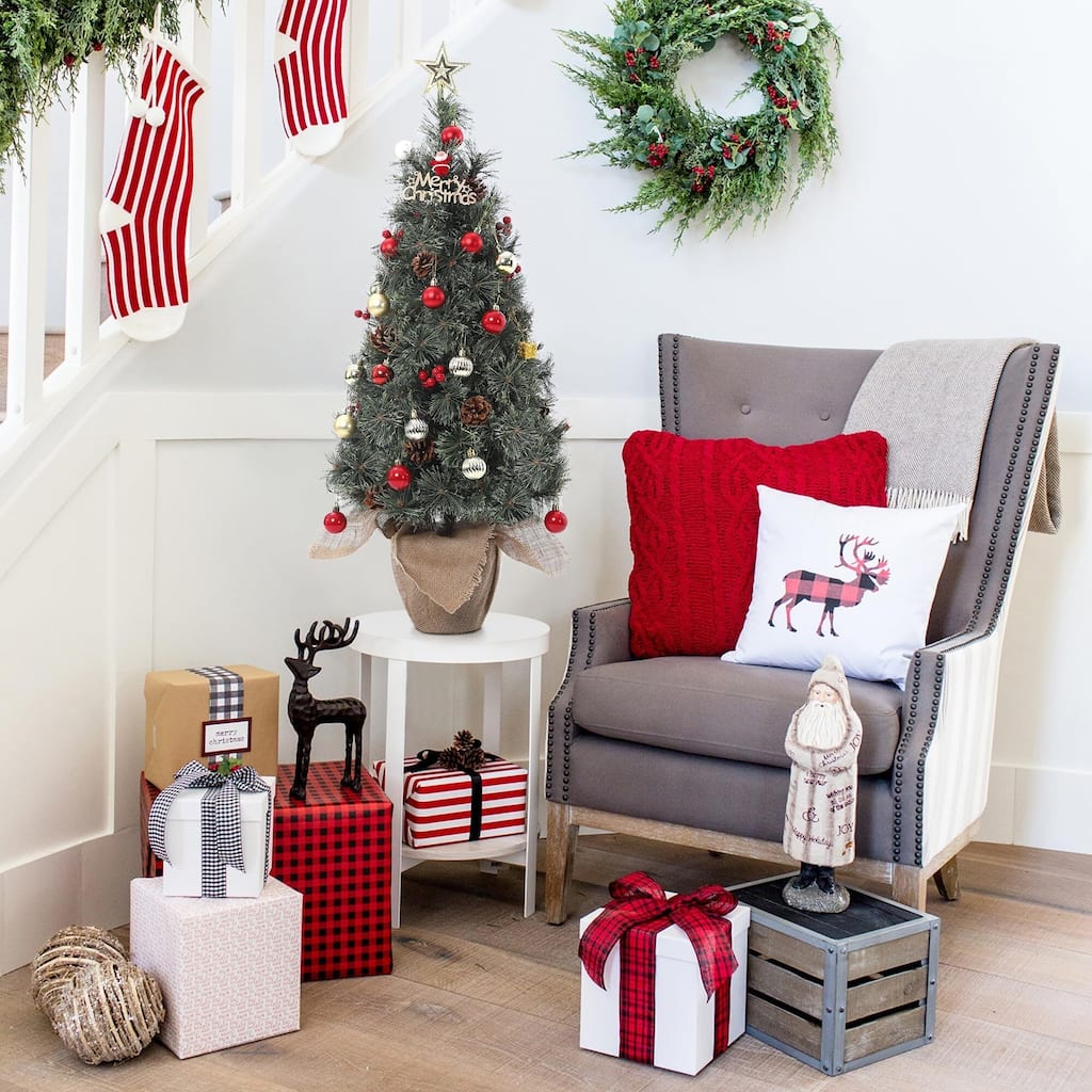 3 Ft Tabletop Prelit Snow Flocked Christmas Tree