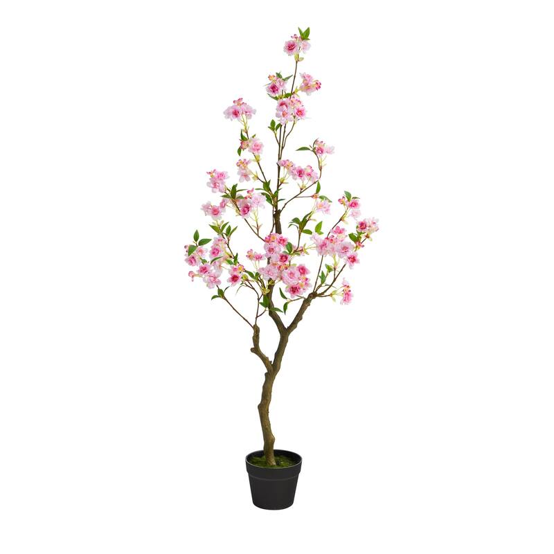 Artificial Maple Leaf Plant 24In. Fall Foliage Decor with Planter - Indoor Outdoor Home Accent - Pink - 48