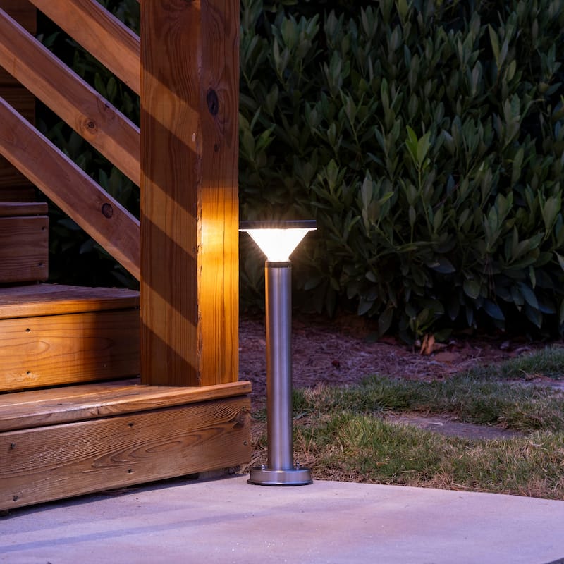 Luxor Stainless Steel Black Bollard Pathway Solar LED Landscape Light