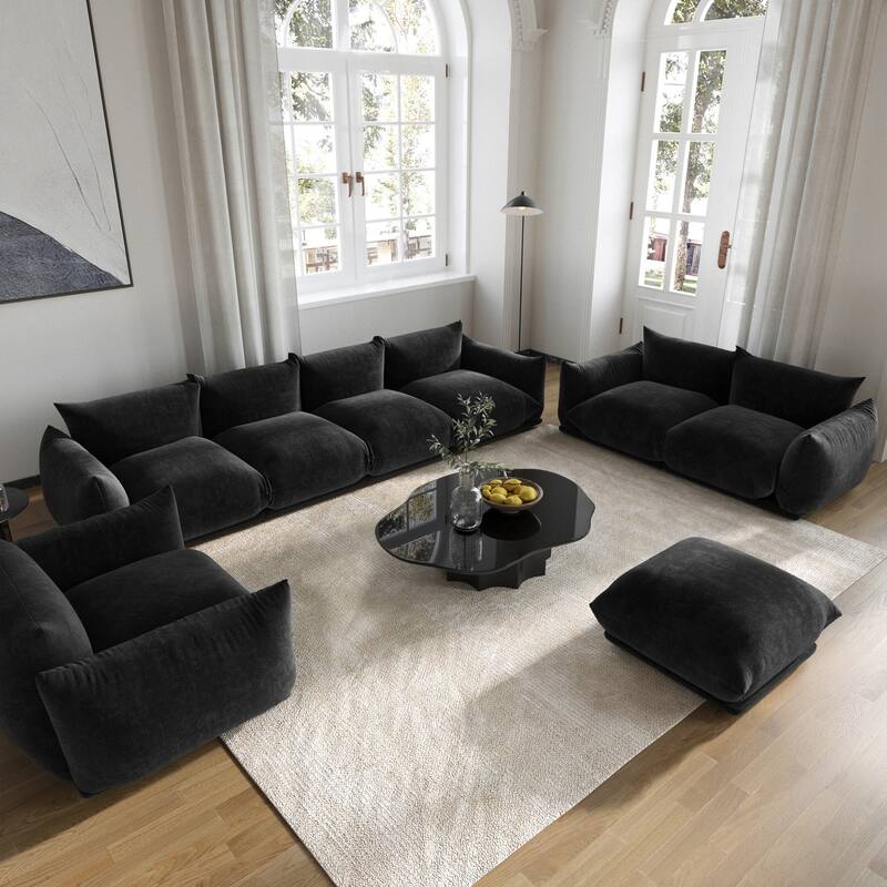 130" U-Shaped Sectional Sofa, Minimalist Chenille Modular Sofas Couches