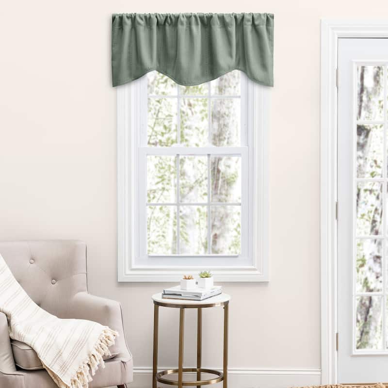 Grand Pointe Elegant Dotted Rod Pocket M-Shaped Curtain Valance - 54"W x 17"L - Green