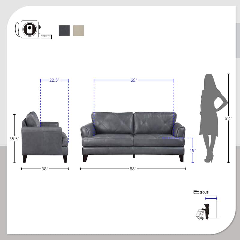 Howe 2-Piece Leather Living Room Sofa Set