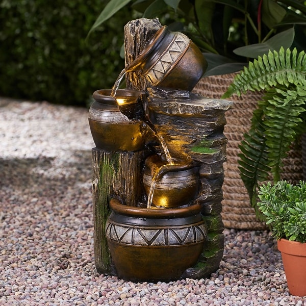 Bartow Outdoor Tier Jar Fountain Outdoor 4 by Christopher Knight Home