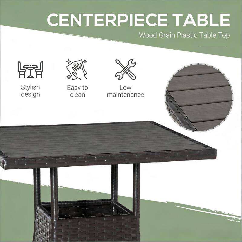 GDFStudio Outdoor Elowen PE Rattan 3-Piece Bistro Set