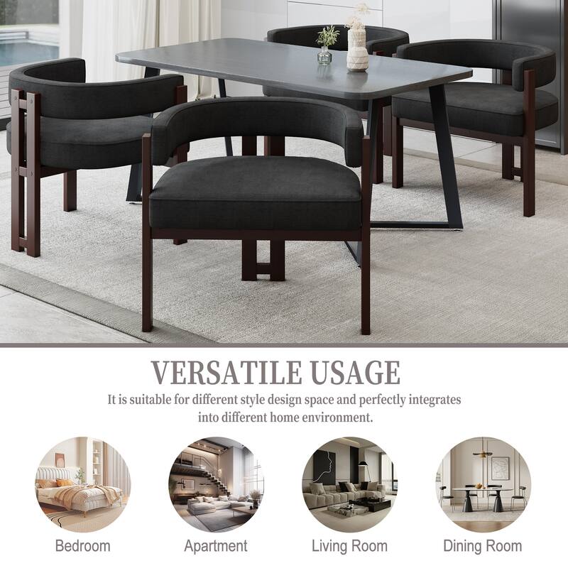 Chenille Barrel Chair with 3-Legged Open Back Accent Chair (Set of 2, 300lb Capacity)