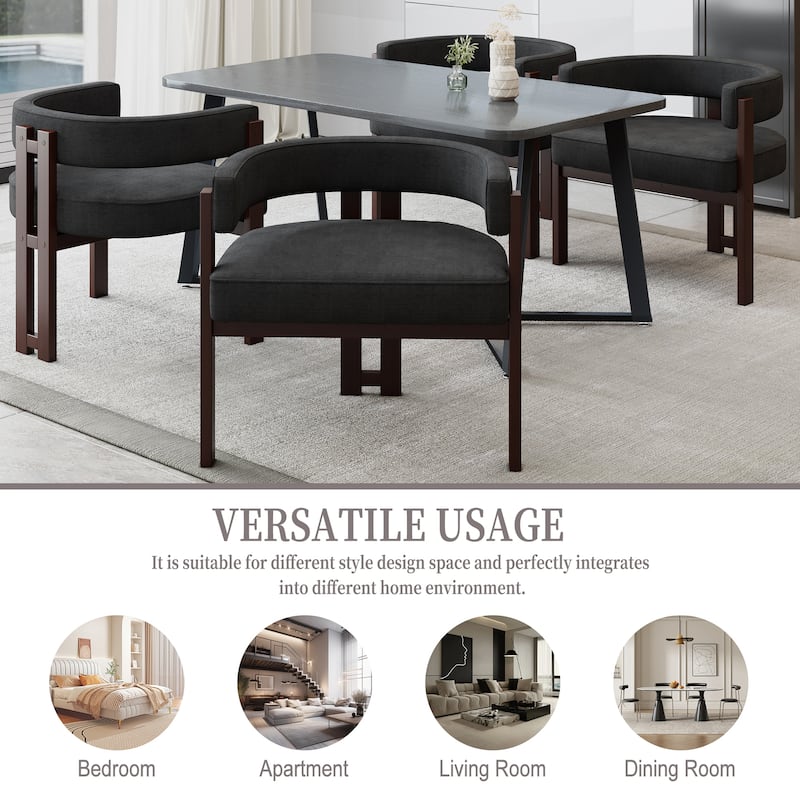 Roomfitters Chenille Accent Chairs Set of 2, 3-Leg Open Back Upholstered Armchairs for Dining or Living Room
