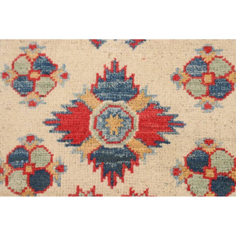 Geometric Kazak Oriental Runner Rug Handmade Wool Carpet - 2'3" x 6'0"