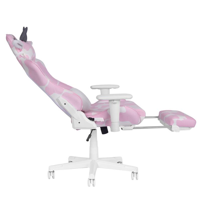 Modern Designs Reclining Pink Cow Print Gaming Chair