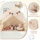 preview thumbnail 8 of 6, Beige Extra Large Playhouse Tent with String Lights Perfect for 3 Kids - 62" x 38.5" x 58" (L x W x H)