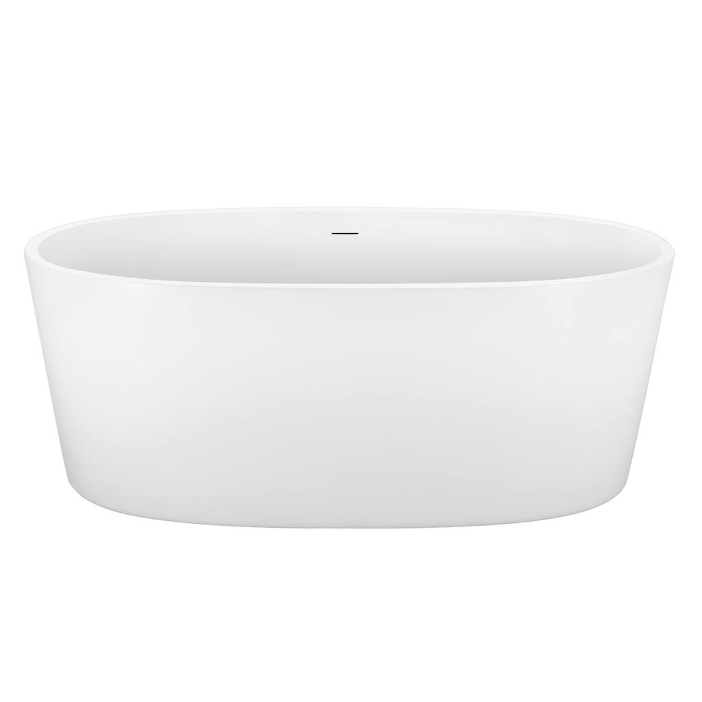 Toolkiss 63" 100% Acrylic Freestanding Bathtub,Contemporary Soaking Tub,white Bathtub