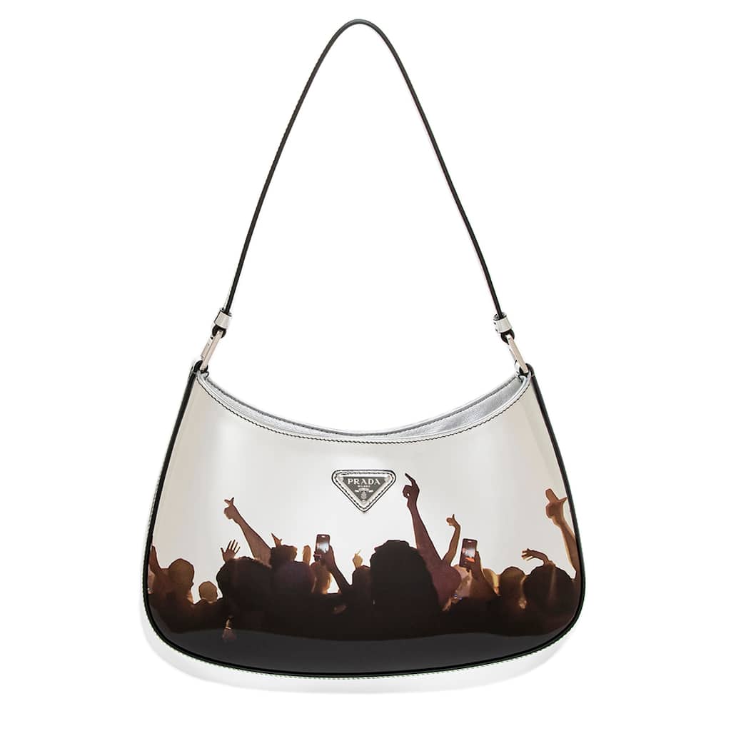 Prada Cleo Printed Brushed Leather Shoulder Bag