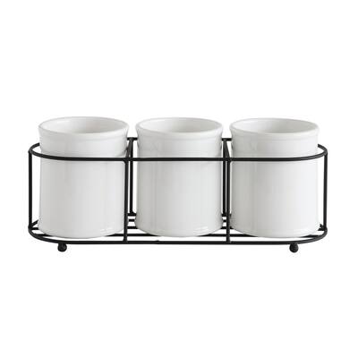 Ceramic Crocks in Metal Holder